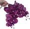 6 Pcs Artificial Phalaenopsis Flowers with 4 Bundles Leaves Artificial Orchid Flowers Stem Plants for Home Décor (Purple Piebald)